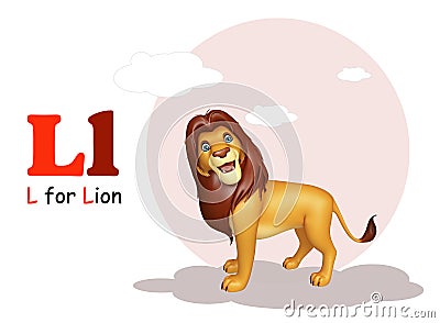 Lion with alphabet Cartoon Illustration