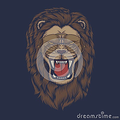 Lion angry head eyeglasses vector illustration Vector Illustration