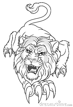 Lion Angry Lions Team Sports Mascot Roaring Vector Illustration