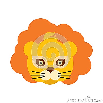 Lion Animal Carnival Mask. Orange King of Beast Vector Illustration