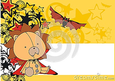 Lion baby plush cartoon background Vector Illustration