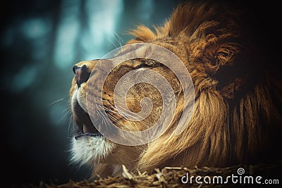 The lion of Berber predator face Stock Photo