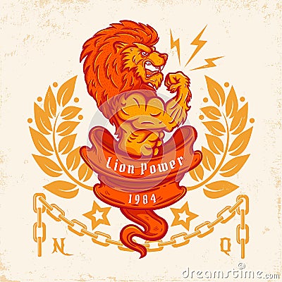 Lion bodybuilder Vector Illustration