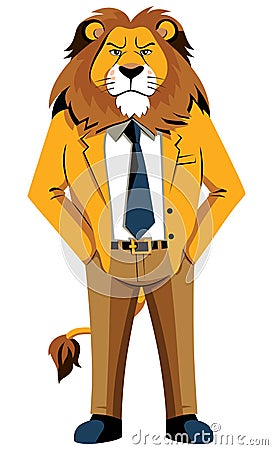 Lion in Business Suit Vector Illustration