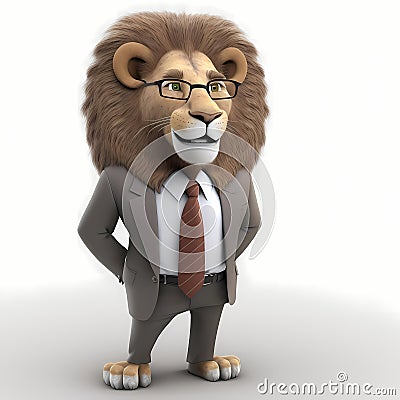 Lion Businessman. Generative AI Stock Photo