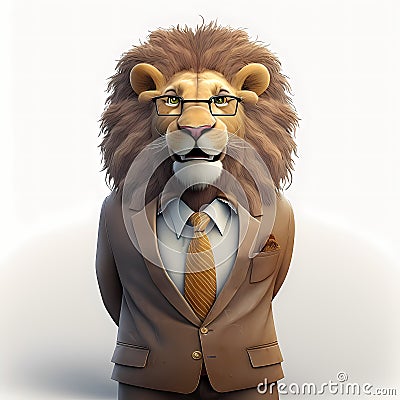 Lion Businessman. Generative AI Stock Photo
