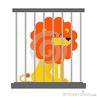 Lion in cage. Leo at zoo. Vector illustration Vector Illustration