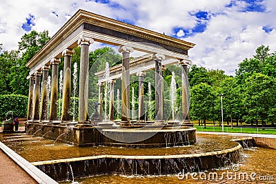 Lion cascade fountain in Peterhof, Russia Stock Photo