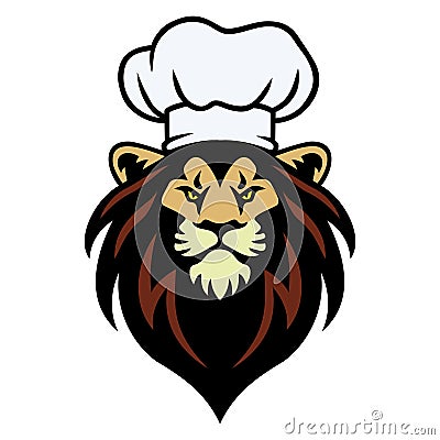 Lion Chef Head Hat Logo Mascot Design Vector Vector Illustration