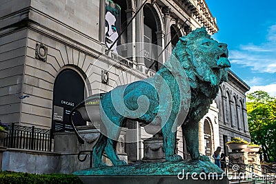 Lion by the Chicago Art Institute Editorial Stock Photo