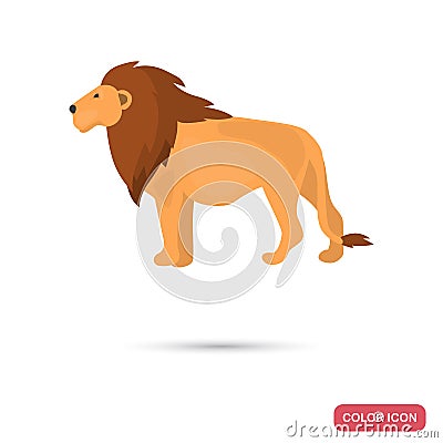 Lion color flat icon for web and mobile design Stock Photo