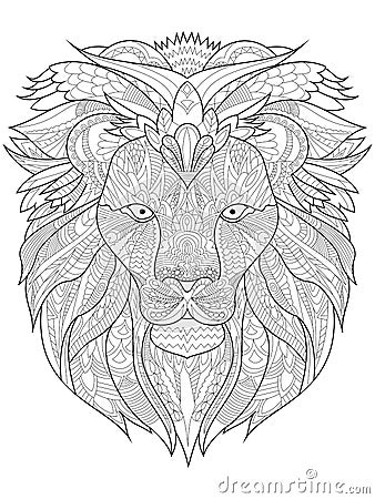 Lion Coloring vector for adults Vector Illustration