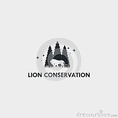 Lion conservation logo design template. Design elements for logo, label, emblem, sign. Vector illustration - Vector Vector Illustration