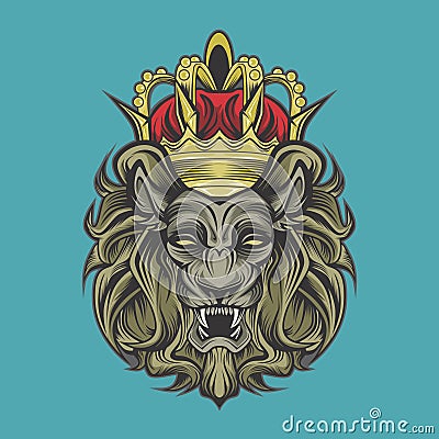 Lion and crown Vector Illustration