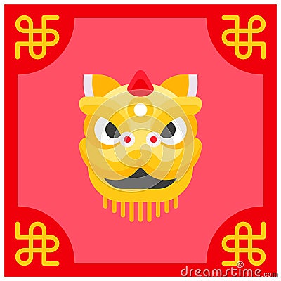 Lion dance card icon, Lion dance related vector Vector Illustration