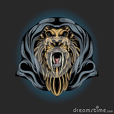 Epic lion head Vector Illustration