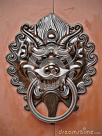 Lion door knob Stock Photo