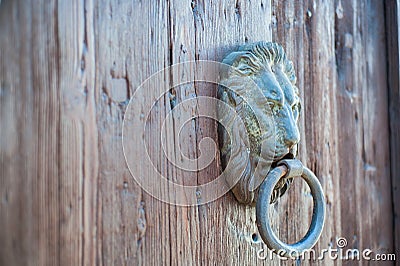 Lion door knocker Stock Photo