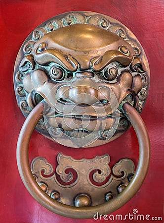 Lion door knocker Stock Photo