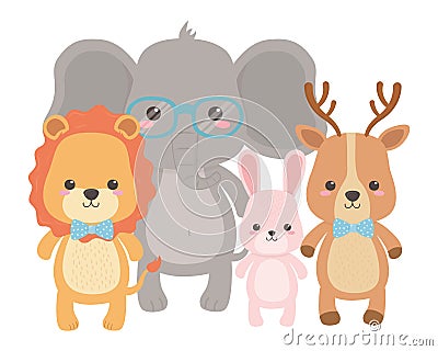 Lion elephant rabbit and reindeeer design Vector Illustration