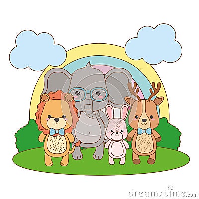 Lion elephant rabbit and reindeeer design Vector Illustration