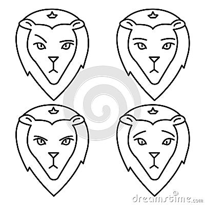 The sign of the lion. Indifference. Sadness.Spite Vector Illustration