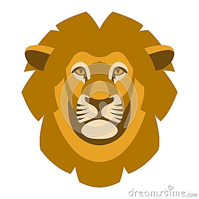 Lion face head vector illustration style flat front Vector Illustration