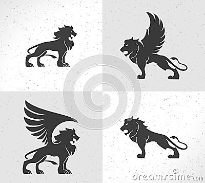 Lion face logo emblem template for business or t Vector Illustration