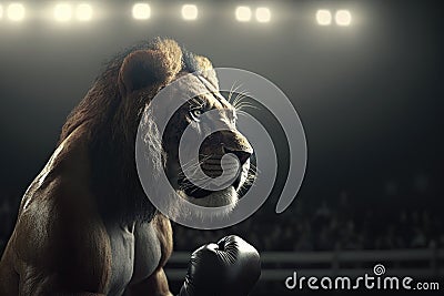 Lion Fighter boxer Generative ai Stock Photo