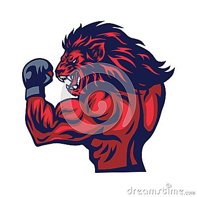 Lion Fighter Mascot Vector Vector Illustration