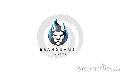 Lion Fire Head Logo Design Stock Photo