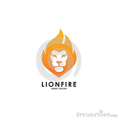 Lion fire logo vector template Vector Illustration