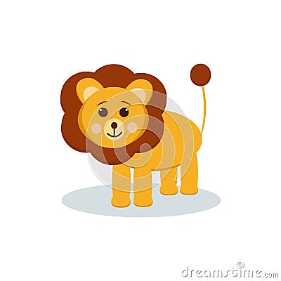 Lion in flat style. single element for design. cute animal cartoon, baby Stock Photo