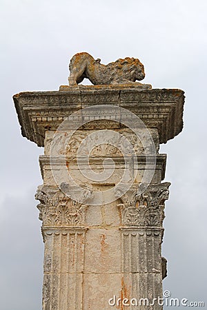 Lion upon Flavien bridge of Saint-Chamas, France Stock Photo