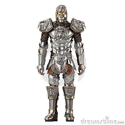 A lion full body armor suit isolated against white background. 3d illustration Cartoon Illustration