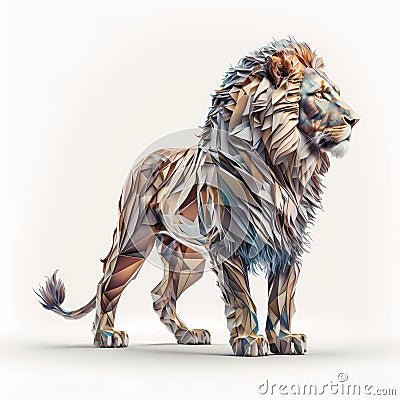 Lion Full Body Illustration. Generative AI Stock Photo