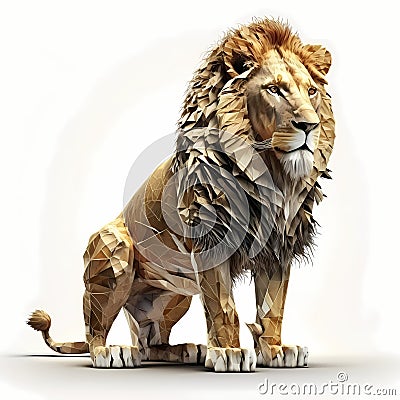 Lion Full Body Illustration. Generative AI Stock Photo