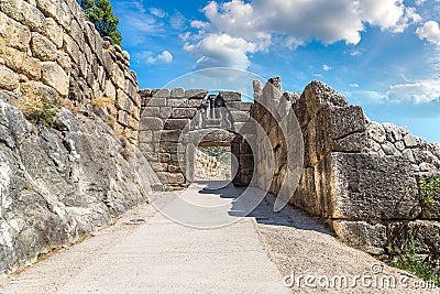 Lion Gate in Mycenae, Greece Editorial Stock Photo