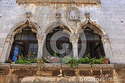 Lion ghotic house, Porec Stock Photo