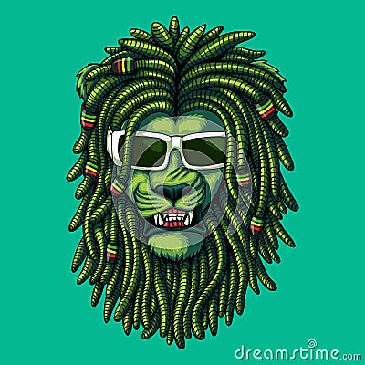 Lion green dreadlocks vector illustration Vector Illustration