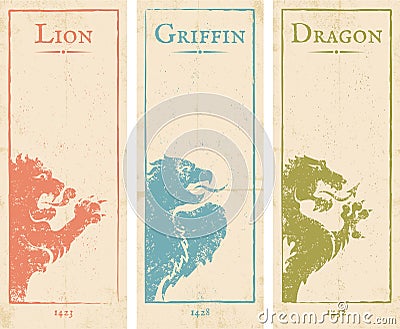 Lion, griffin and dragon Vector Illustration