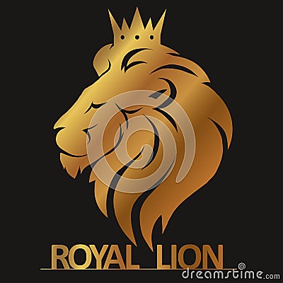 Lion head with crown logo Vector Illustration