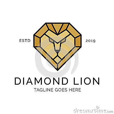 Lion head diamond Logo Design Inspiration, Vector illustration Vector Illustration