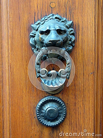 Lion Head Door Knocker Stock Photo