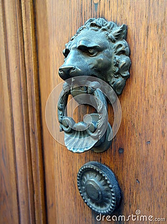 Lion Head Door Knocker Stock Photo