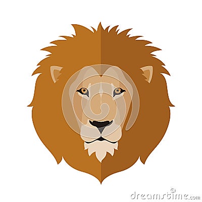 Lion head in flat style. Lion head mascot isolated on white background. Vector Illustration