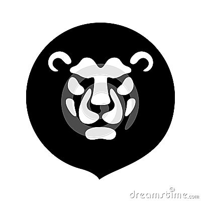 Lion Head front view logo vector design template icon illustration Vector Illustration