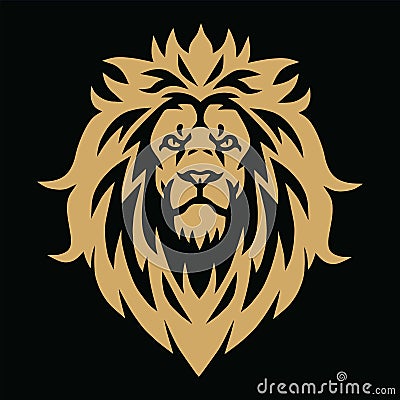 Lion Head Gold Golden Esport Logo Mascot Vector Illustration Design Vector Illustration