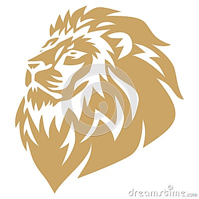 Lion Head Gold Golden Logo Vector Design Template Vector Illustration