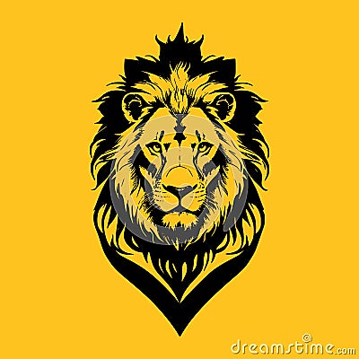 Lion head illustration, designed for versatile use on labels, banners or advertising as a standout mascot logo. Cartoon Illustration